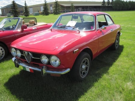 1971 Alfa Romeo GTV coupe - headlights, photography, red, tires, alfa romeo