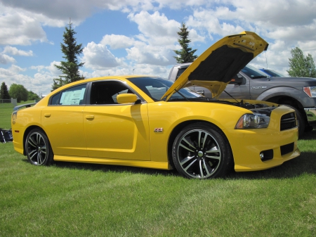 2012 Dodge Charger Super Bee - tires, yellow, headlights, photography, Dodge