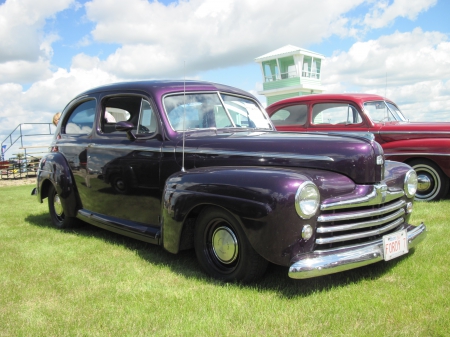 1947 Ford Deluxe - Purple, Ford, tires, headlights, photography