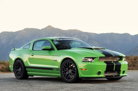 2013-Shelby-GT 350 - ford, stripes, black wheels, green