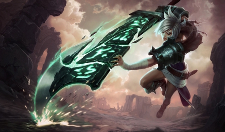 Riven the Exile - green, riven, sword, league of legends