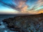 lonesome old house ruins on sea cliffs hdr