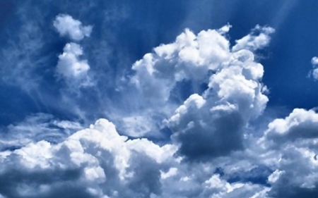 Fluffy Clouds 1 - wide screen, nature, sky, seascape, photography, clouds, photo