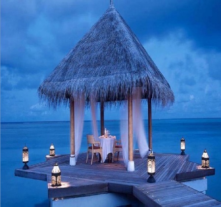 dinner for two on a boardwalk