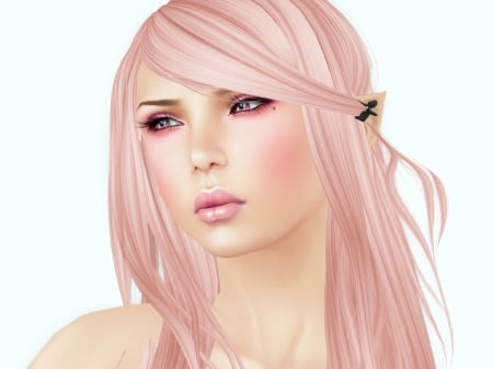 Pretty face - woman, face, beauty, render, pink