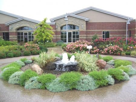 Fountain - home, yard, garden, plants, bushes