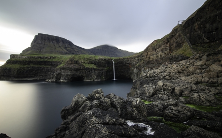 Mountain - waterfall, mountan, nature, river