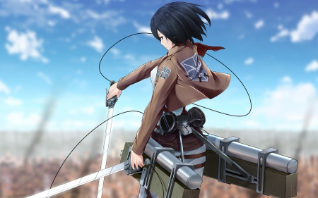 Mikasa Ackerman - makise ackerman, warrior, attack of titans, beauty, wall, new, tv show, anime