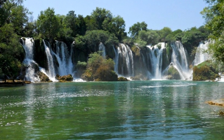 Waterfalls - nature, water, waterfalls, trees