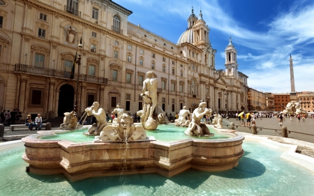 La Fontana del Moro - statue, la fontana, del moro, fountain