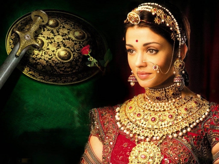 aishwarya - jewelry, actress, pretty, sari