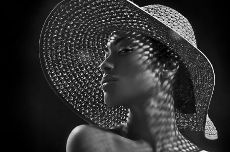 * - summer, photography, portrait, fashion, sunhat, moods, black, white, woman