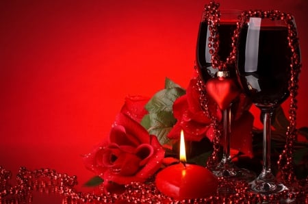 ~Romantic Deco~ - rose, wine, romantic, deco