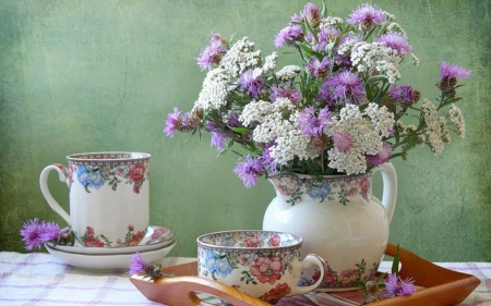 summer bouquet for tea time - flowers, summer, tea time, bouquet, still life