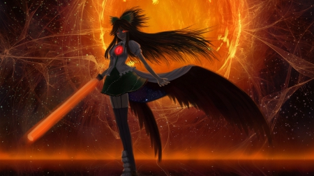 Burning Sun - anime, stars, girl, sun