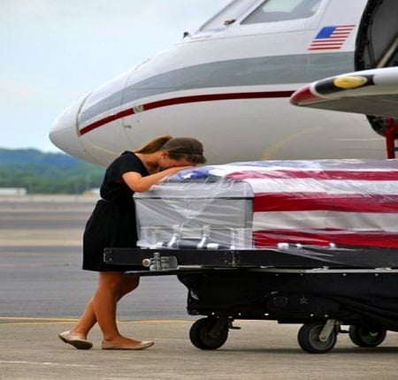 Ultimate sacrifice - woman, sadness, death, flag, america, coffin, armed services