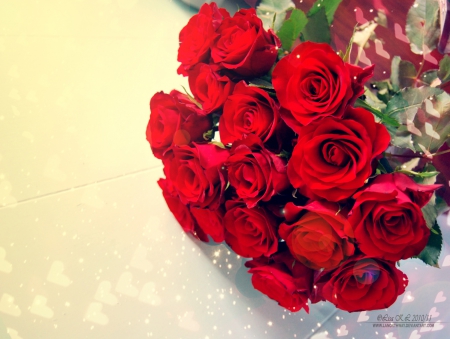 From your Love - roses, flowers, nature, red