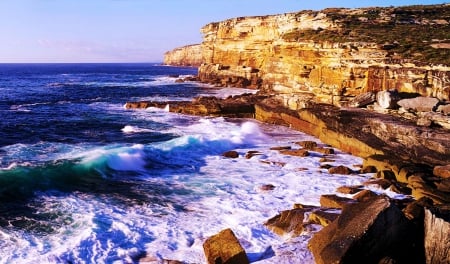 At the Coastline - water, sea, cliff, waves