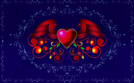 Wings of the Heart - Love Heart, Flying Heart, My Heart has Wings, Heart in Flight