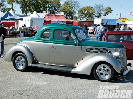 1936 Ford - classic, green, silver, hotrod