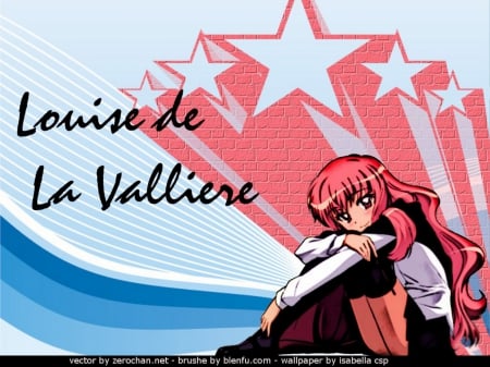 Louise de La Valliere - stars, zero, louise the zero, pink hair, anime, cape