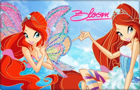 Bloom - gown, winx, abstract, anime girl, girl, wings, fantasy, bloom, winx club, winxclub, fairy, orange hair, magical, pretty, wing, sweet, anime, dress, long hair, nice, lovely, female