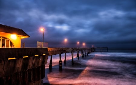 Pier - sky, beach, pier, light