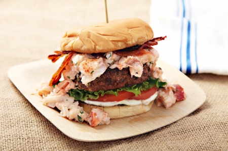 surf & turf burger - entertainment, fun, yummy, burger, foods