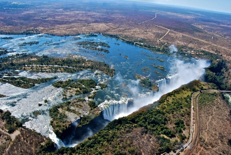 victoria falls from above - nature, fun, waterfall, river