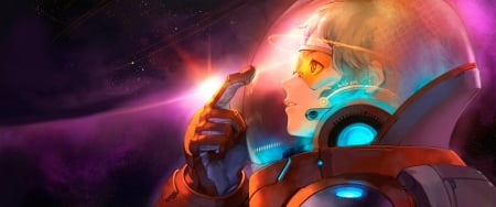 Anime - space, spacesuit, original, stars, Anime