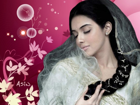 asin - sari, long hair, pink, actress