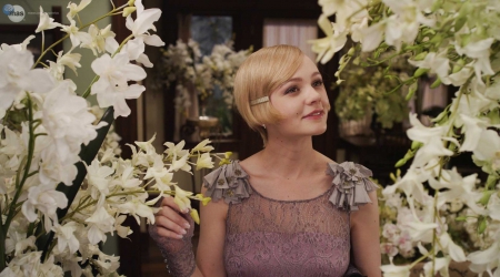 The Great Gatsby (2013) - dress, girl, blonde, the great gatsby, beauty, flower, pink, actress, white, woman, movie, carey mulligan