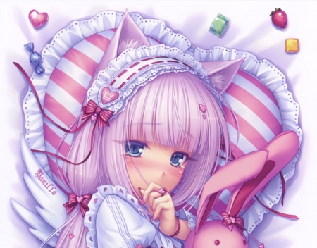 Vanilla - nice, neko mimi, female, hot, anime girl, nekomimi, pretty, anime, cute, sexy, neko, girl, shy, long hair, lovely, ears, kawaii, sweet, blush