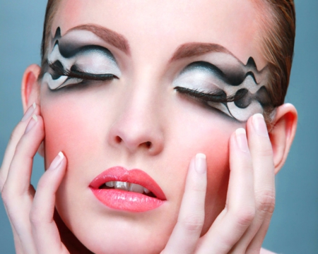 Artistic makeup - woman, face, eye lashes, model, makeup