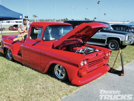 1959 Chevrolet Apache Pro Street - red, bowtie, classic, gm