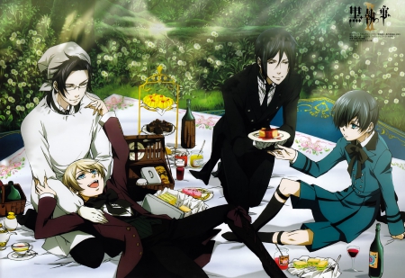 Lunch with Alois and Ciel - Alois, Ciel, Sebation, Anime