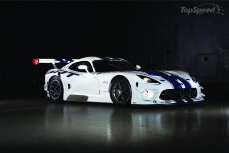 2013 SRT Viper GT3-R - white, racer, blue stripes, wing