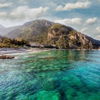 beautiful clear water at a seaside town