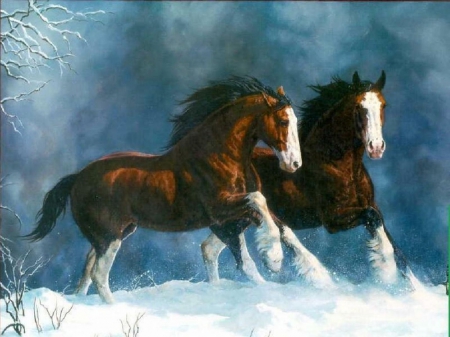 Horses running - run, horse, freem, art