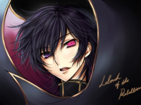 Lelouch Lamperouge - anime, zero, guy, lelouch, evil, emotional, dark, scary, boy, male, short hair, geass, horror, lelouch lamperouge, creepy, serious, hot, cape, cool, red eyes, black, lamperouge, handsome, sinister, black hair, sexy, close up, code geass