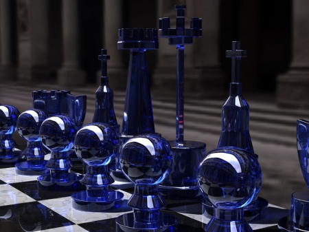 LETS PLAY CHESS - board, glass, fantasy, photos, chess, plastic, games, cool, blue, surreal