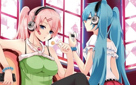 vocaloid - luka, hatsune, lolipop, vocaloid, miku, megurine