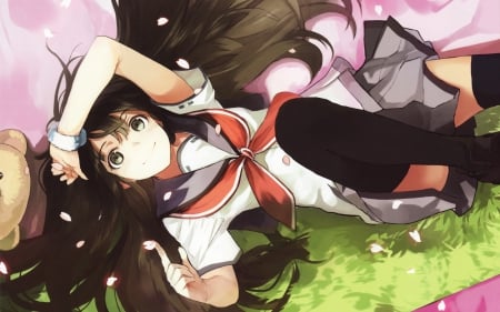 school day - pretty, anime, school, girl, cute, uniform