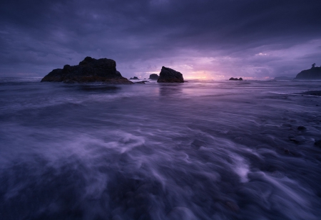 Twilight - ocean, landscape, blue, twilight, ruby