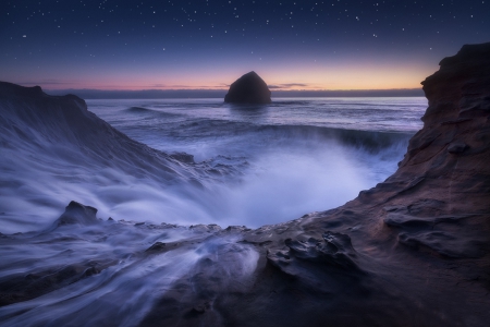 * - nature, landscape, blue, night, coast