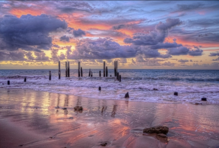 Ocean Waves - sky, ocean, ocean waves, sunset, waves, nature, clouds, splendor, sea