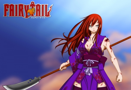 Fairy tail Erza Scarlet - battle, anime, erza, titania, weapon, fairy tail