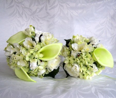 Apple green - flowers, white, two, green