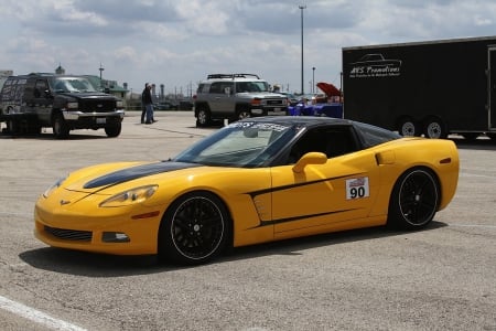 Yellow Vette - Bowtie, GM, Corvette, Black Wheels