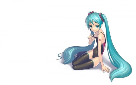 Naughty Hatsune - vocaloid, anime, blue hair, ponytails, hatsune miku, long hair, bathing suit